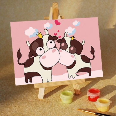 Two Cows in Love paint by numbers