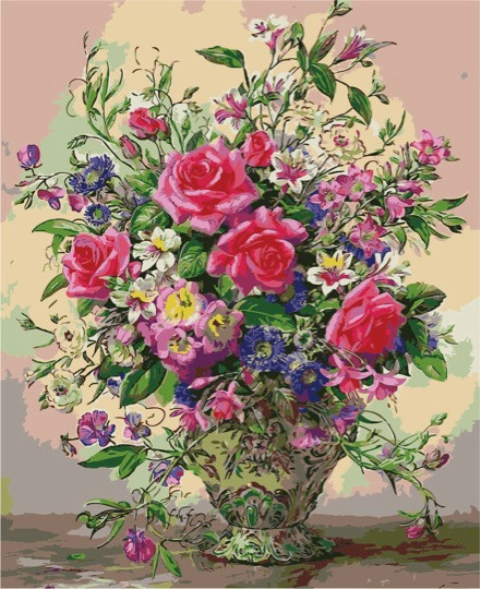 Roses in Green Vase
