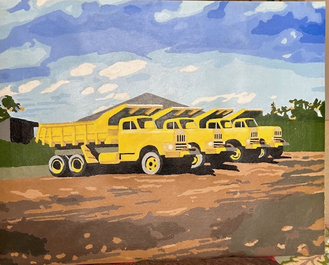 Paint by Numbers - Four Yellow Trucks by Bob McPhan