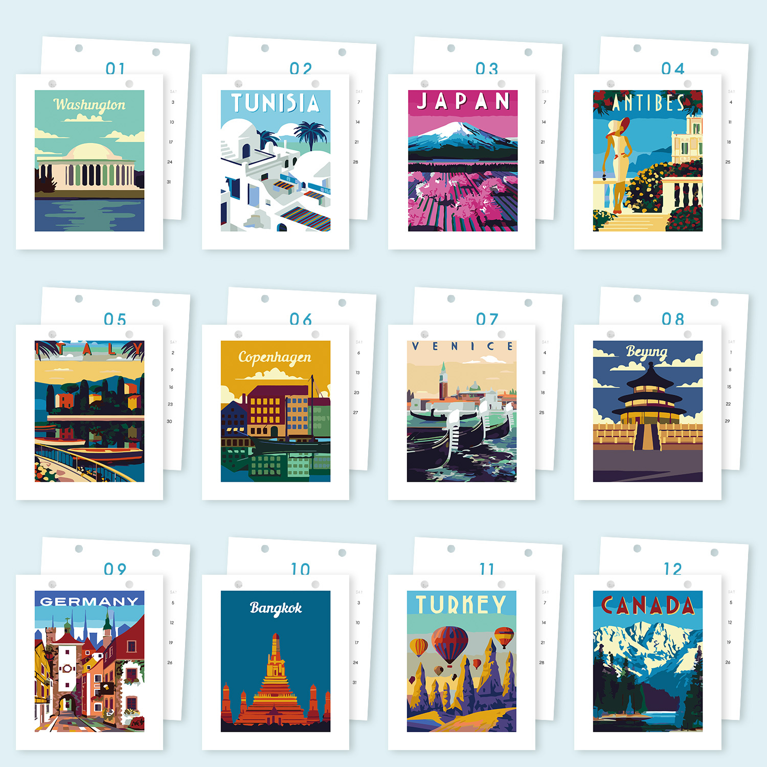 Paint by Numbers Calendar - City Landmarks Collection