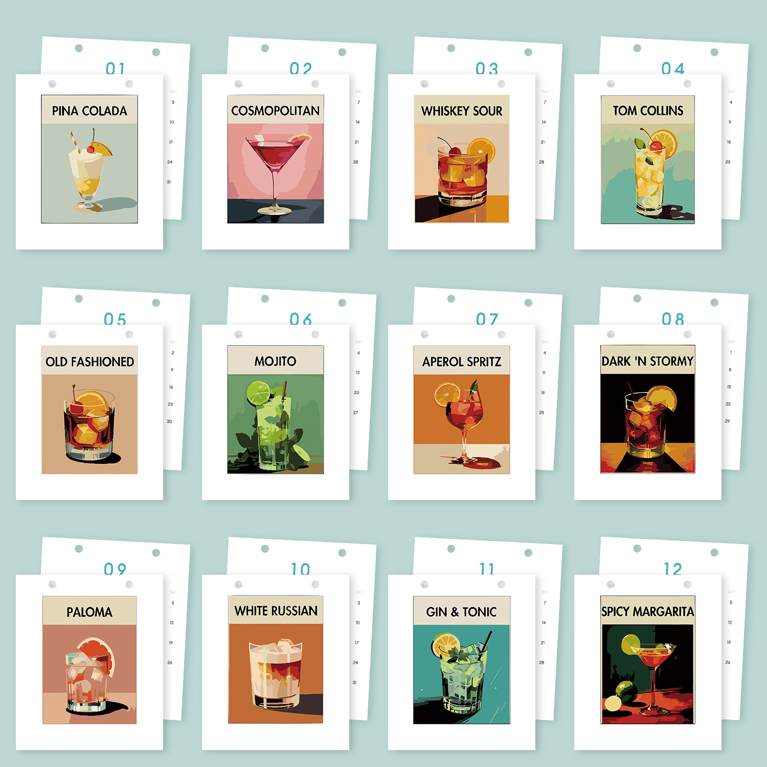Paint by Numbers - Calendar 2026 Cocktails Collection 2