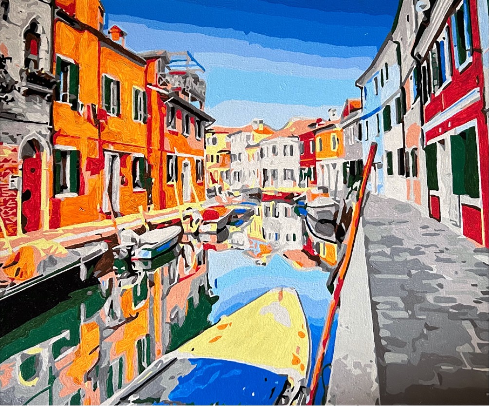 Paint by Numbers - Venice River and Boat by Kylie Lee