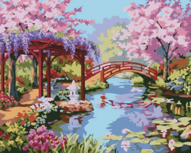 Paint by Numbers - 40x50cm - Made to Order - Cherry Blossom Garden in Osaka