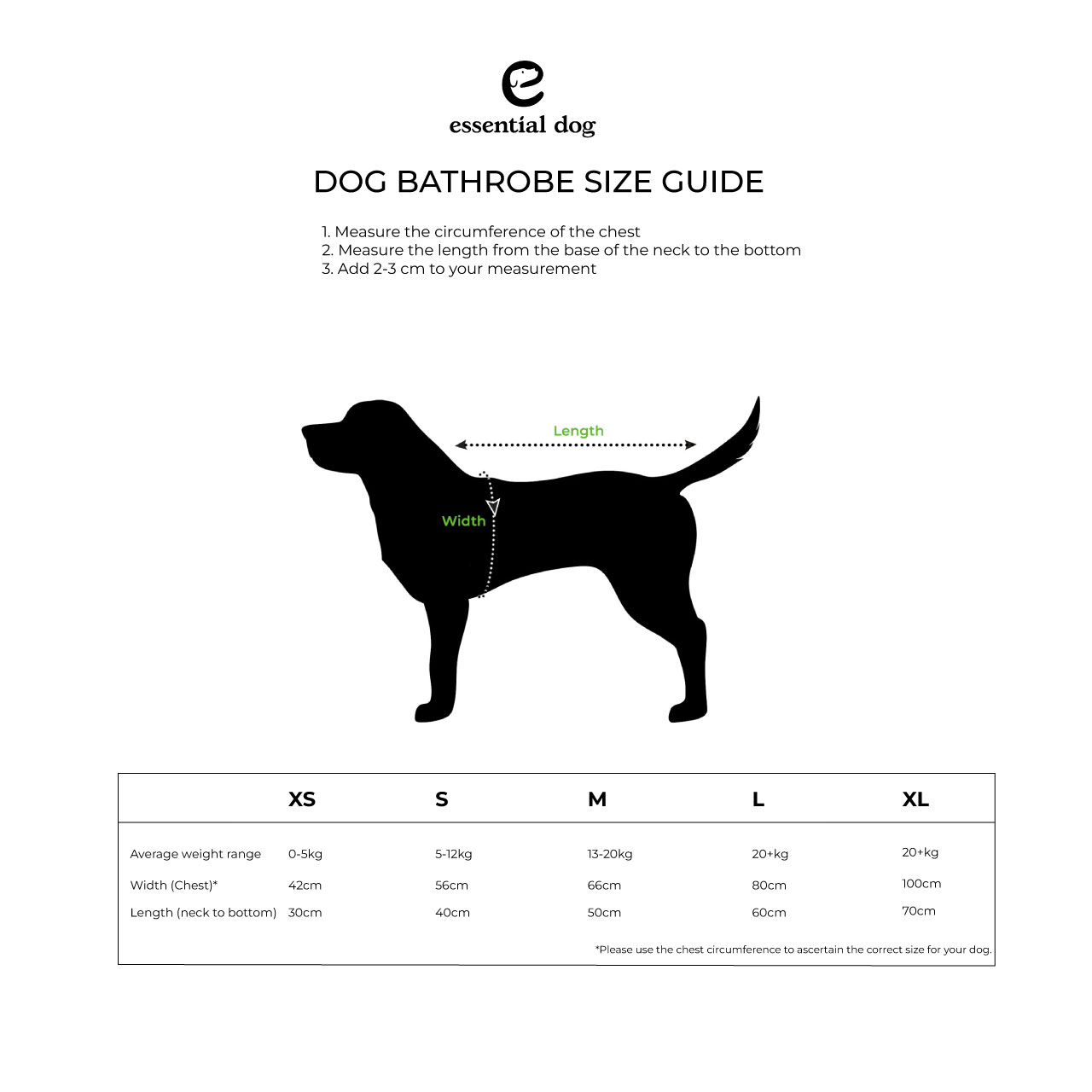 Bamboo Bathrobe Sizing Chart