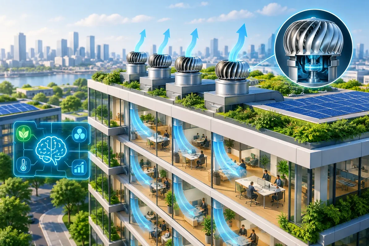 AI Smart Buildings Incorporate Edmonds ecoPOWER Hybrid Turbine Ventilation