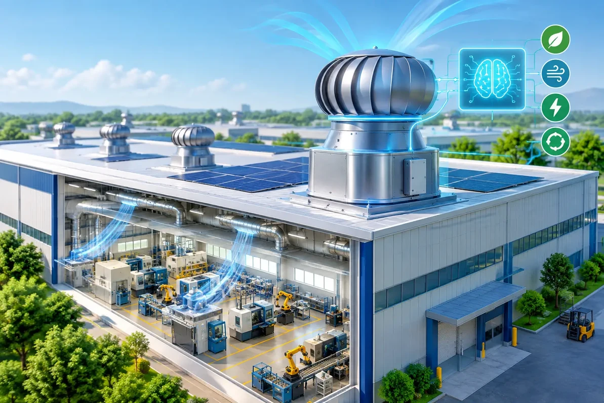 AI Smart ecoPOWER Hybrid Turbine Ventilation for Manufacturing Facilities 