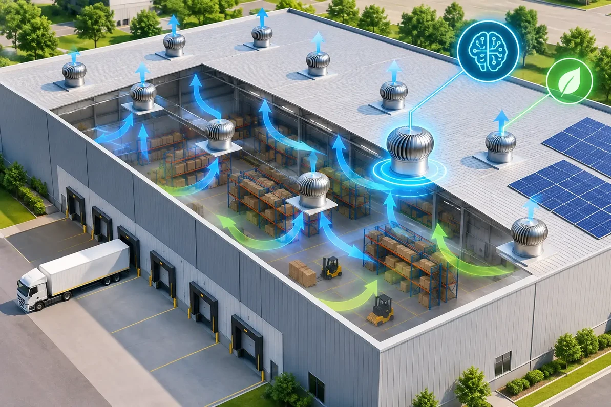 AI Smart ecoPOWER Hybrid Turbine Ventilation for Warehouses