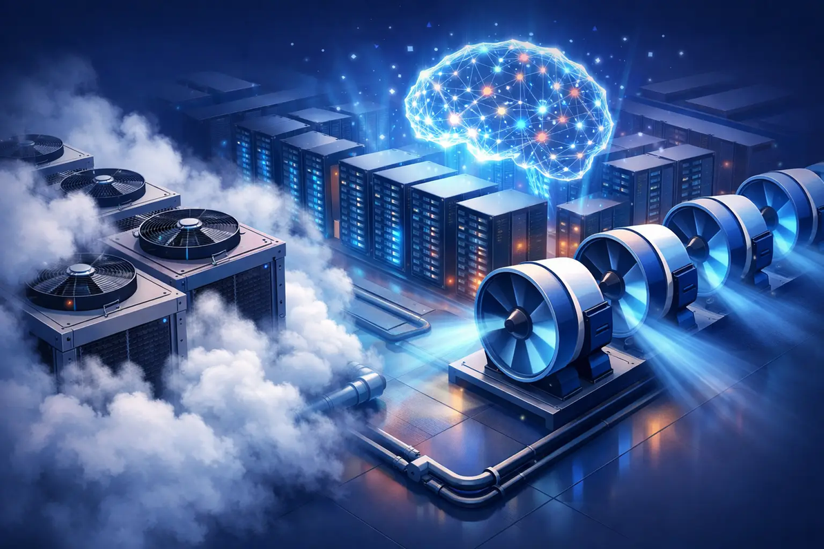 Fog Hashing & Factory Fans Direct AI Hyperscale Data Center Cooling