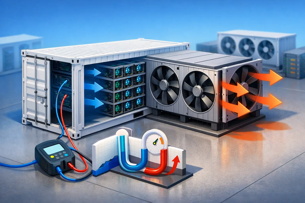 Measure Static Pressure in Air-Cooled Crypto Mining Containers