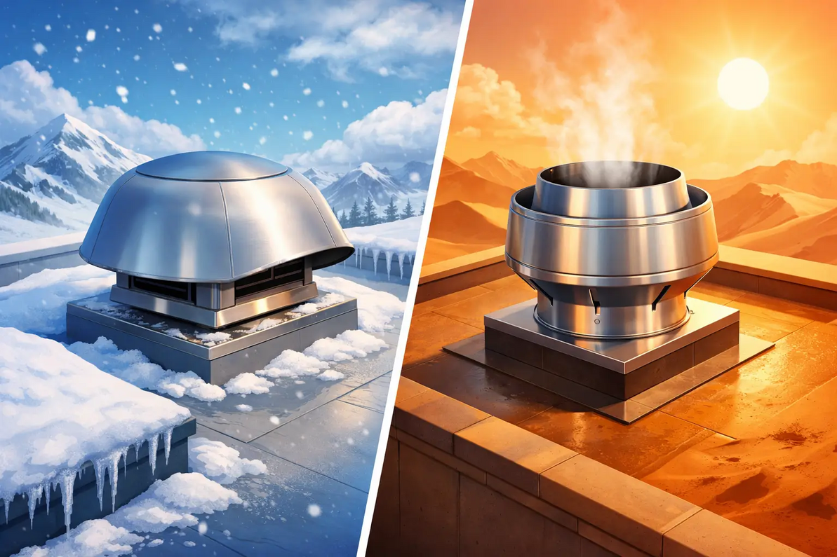 Roof-Mount Hooded vs Upblast Fans in Extreme Climates