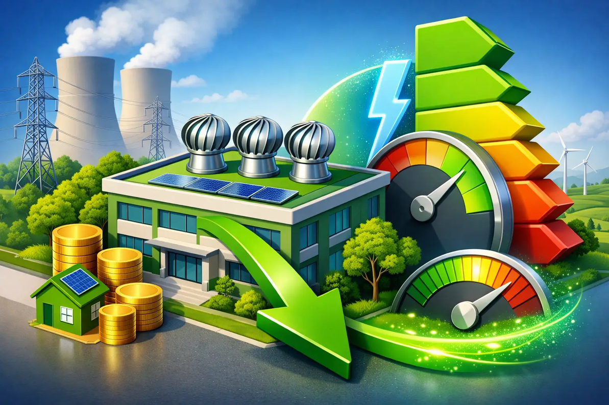 Save Up to 90% Energy Costs - Edmonds ecoPOWER Hybrid Ventilation 