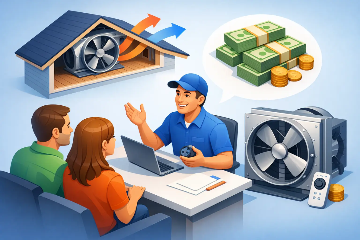 Talk With a Whole House Fan Expert |  Receive a $50 discount & Live Support