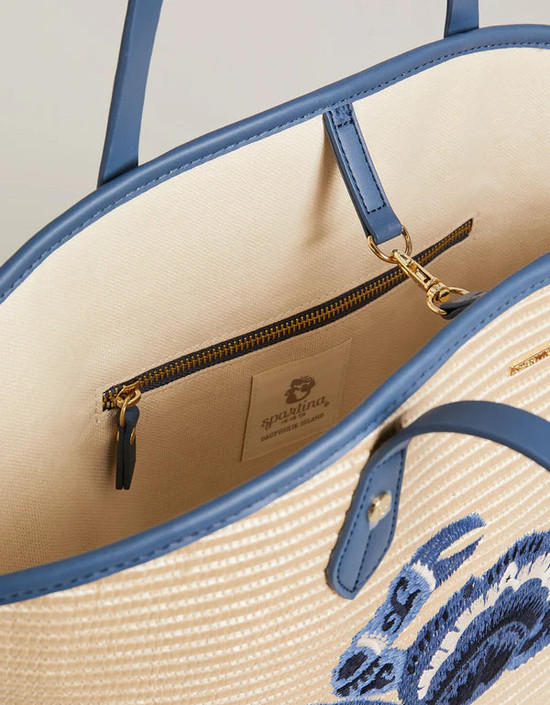 Spartina Straw Beach Tote - Blue Crab
