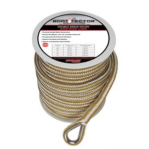 Extreme Max 3006.2258 BoatTector Double Braid Nylon Anchor Line with Thimble - 1/2" x 150', White & Gold