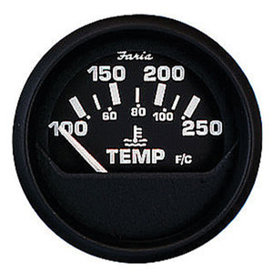 Faria 12812 Euro Water Temperature Gauge (100-250°F) - 2", Black - 12812 Faria 12812 Euro Water Temperature Gauge (100-250°F) - 2", Black - 12812