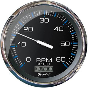 Faria 33763 Chesapeake Stainless Steel Tachometer with Hourmeter (6000 RPM) Gas - 5", Black - 33763 Faria 33763 Chesapeake Stainless Steel Tachometer with Hourmeter (6000 RPM) Gas - 5", Black - 33763