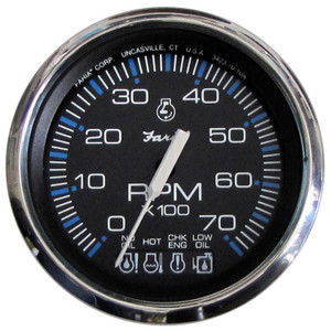 Faria 33750 Chesapeake Tachometer 7000 RPM Gauge - Black SS, 4" - 33750 Faria 33750 Chesapeake Tachometer 7000 RPM Gauge - Black SS, 4" - 33750