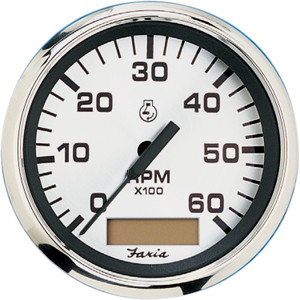 Faria 36032 Spun Tachometer with Hourmeter 6000 RPM Inboard - Silver - 36032 Faria 36032 Spun Tachometer with Hourmeter 6000 RPM Inboard - Silver - 36032