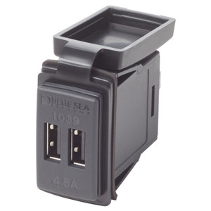 Blue Sea Systems 1039-BSS Dual USB Charger - Switch Mount, 4.8 A - 1039-BSS Blue Sea Systems 1039-BSS Dual USB Charger - Switch Mount, 4.8 A - 1039-BSS