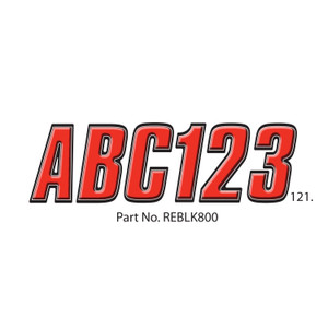 Hardline REBLK800 Boat Lettering Registration Kit - Red/Black - REBLK800