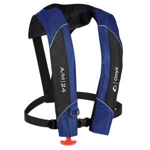 Onyx 132000-500-004-15 A/M-24 Automatic/Manual Inflatable Life Jacket - Blue - 132000-500-004-15 Onyx 132000-500-004-15 A/M-24 Automatic/Manual Inflatable Life Jacket - Blue - 132000-500-004-15