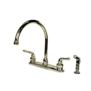 American Brass CH801GS RV Kitchen Faucet With Gooseneck Spout, Teapot Handles And Sprayer 8" - Chrome - CH801GS