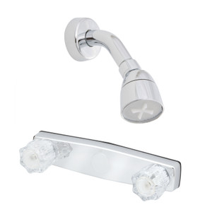 American Brass J59 RV Metal Shower Valve With Crystal Handles And Shower Head - 8", Chrome - J59