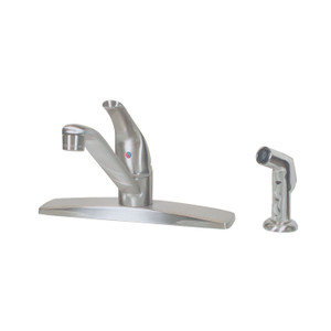 American Brass SL801FN-4 RV Faucet With D-Spout, Single Lever Handle And Sprayer 8" 4-Hole - Brushed Nickel - SL801FN-4