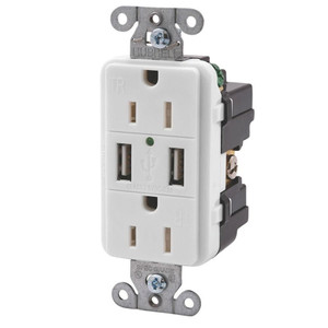Diamond Group by Valterra DG61070VP USB Duplex Receptacle with Dual USB Charger - White - DG61070VP