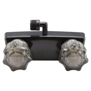 Dura Faucet RV Exterior Shower Faucet - Black, Smoke Knobs - DF-SA100S1-BK