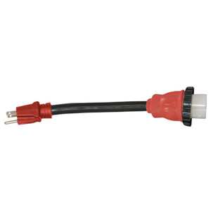 Valterra A10-1550D Mighty Cord Detachable 12" Locking Adapter - 15AM to 50AF, Red (Carded) - A10-1550DVP