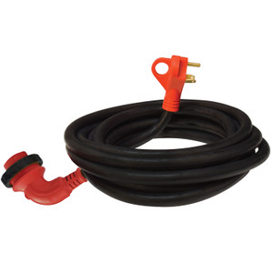 Valterra A10-3025ED90 Mighty Cord 90° LED Detachable 30 Amp Power Cord w/Handle - 25', Red - A10-3025ED90 Valterra A10-3025ED90 Mighty Cord 90° LED Detachable 30 Amp Power Cord w/Handle - 25', Red - A10-3025ED90