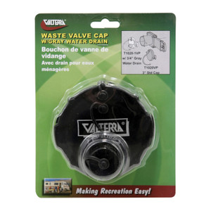 Valterra T1020-1VP Waste Valve Cap - 3" with Capped 3/4" GHT, Black, Carded - T1020-1VP Valterra T1020-1VP Waste Valve Cap - 3" with Capped 3/4" GHT, Black, Carded - T1020-1VP
