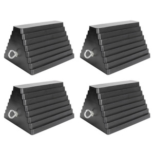 Extreme Max 5001.5775.4 Heavy-Duty Rubber Wheel Chock with Eyebolt - Value 4-Pack - 5001.5775.4