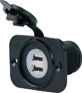 Parkpower by Marinco - Receptacle-dual 12-24v/usb Blk - 12VDUSBRV