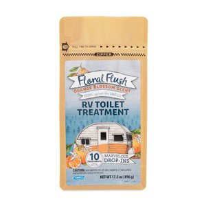 Camco 41491 Floral Flush RV Toilet Treatment Drop-Ins - Orange Blossom, Pack of 10 - 41491