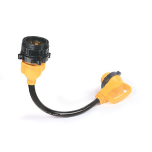 Camco 55532 90° Locking Electrical Adapters - 18" Female Locking/Male Locking - 55532