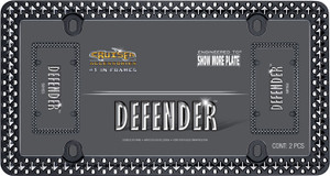 Cruiser Accessories 58153 License Plate Frame - Defender, Matte Black/Chrome Metal - 58153 Cruiser Accessories 58153 License Plate Frame - Defender, Matte Black/Chrome Metal - 58153