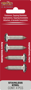 Cruiser Accessories 80430 Stainless Steel Tapping License Plate Fasteners - Pack of 4 - 80430 Cruiser Accessories 80430 Stainless Steel Tapping License Plate Fasteners - Pack of 4 - 80430
