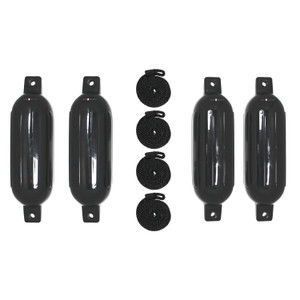 Extreme Max 3006.7521 BoatTector Inflatable Fender Value 4-Pack - 4.5" x 16", Black - 3006.7521