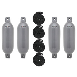 Extreme Max 3006.7539 BoatTector Inflatable Fender Value 4-Pack - 4.5" x 16", Gray - 3006.7539