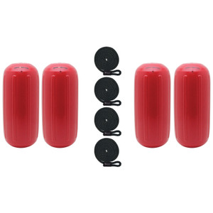 Extreme Max 3006.7462.4 BoatTector HTM Inflatable Fender Value 4-Pack - 6.5" x 15", Bright Red - 3006.7462.4