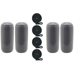 Extreme Max 3006.7474.4 BoatTector HTM Inflatable Fender Value 4-Pack - 6.5" x 15", Gray - 3006.7474.4