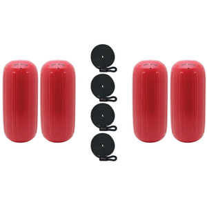 Extreme Max 3006.7477.4 BoatTector HTM Inflatable Fender Value 4-Pack - 8.5" x 20", Bright Red - 3006.7477.4