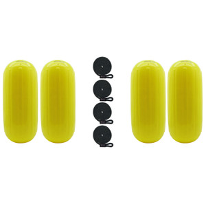 Extreme Max 3006.7718.4 BoatTector HTM Inflatable Fender Value 4-Pack - 6.5" x 15", Neon Yellow - 3006.7718.4