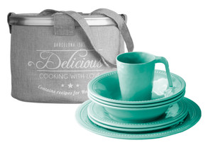 Marine Business 38145 Harmony Acqua Tableware Set and Basket - 17-Piece - 38145 Marine Business 38145 Harmony Acqua Tableware Set and Basket - 17-Piece - 38145