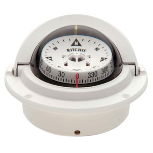 Ritchie Navigation F-83W Voyager Flush Mount Compass - CombiDial, White with White Dial - F-83W Ritchie Navigation F-83W Voyager Flush Mount Compass - CombiDial, White with White Dial - F-83W