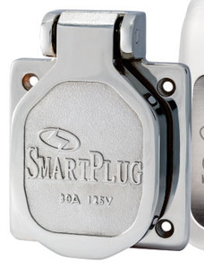SmartPlug BLFT30ASSYPWW 30 Amp/125V 25' Cord with Male and Female Ends, Single Weather Box Kit, and Boatside Inlet - White Inlet, White Cord - BLFT30ASSYPWW SmartPlug BLFT30ASSYPWW 30 Amp/125V 25' Cord with Male and Female Ends, Single Weather Box Kit, and Boatside Inlet - White Inlet, White Cord - BLFT30ASSYPWW