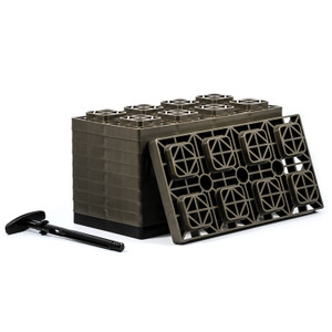 Camco 44525 Fasten Leveling Blocks With T-handle, 4x2, Brown 10 Pack - 44525