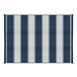 Camco 42871 Stripe Awning Leisure Mat - Blue Stripe 6' X 9' - 42871 Camco 42871 Stripe Awning Leisure Mat - Blue Stripe 6' X 9' - 42871